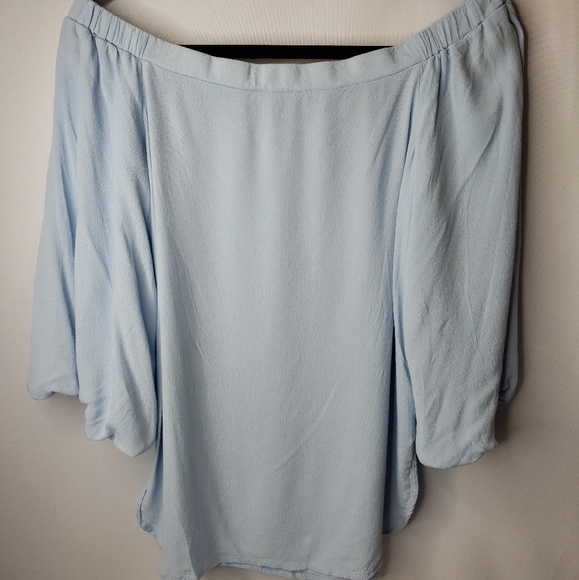 Soprano Blue Off Shoulder ¾ Sleeve Blouse Med - Picture 2 of 4